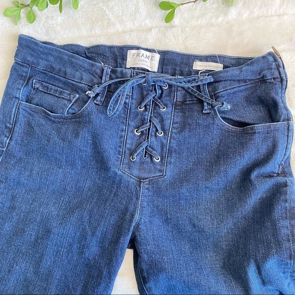 FRAME Le Crop Mini Boot Lace Up Jeans Hayworth - Picture 4 of 10